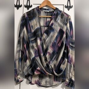 NWT Olivia Greye Wrap Look hi low blouse